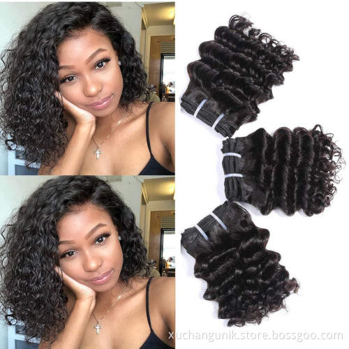 Uniky Brazilian Bouncy Curly Hair 6inch Short Length 3pcs Human Hair Bundles Remy Hair Weave Extensions 6Pieces Can Make One Wig